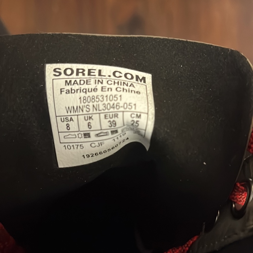Sorel Lexie Wedge Boots Womens Size 8 Gray Red Lace Up Ankle Booties - Picture 5 of 5